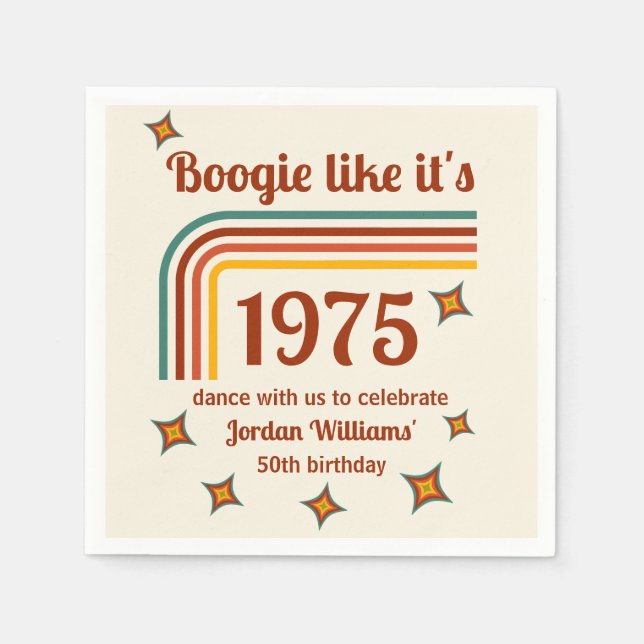 Retro Groovy Boogie Simple Dance 50. Geburtstag Serviette (Vorderseite)