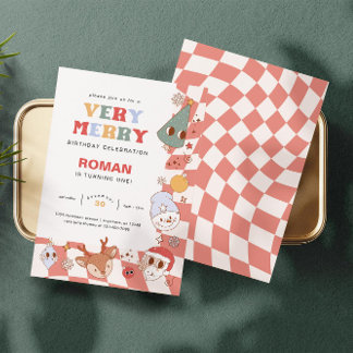 Retro Groovy Christmas Geburtstag Einladung