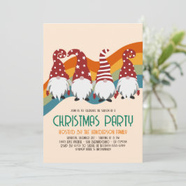 Retro Groovy Christmas Gnomes Holiday Party Einladung
