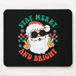 Retro Groovy Christmas Merry Bleibe Bright Hippie  Mousepad