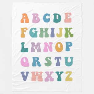 Retro Groovy Colorful ABC Alphabet Fleecedecke