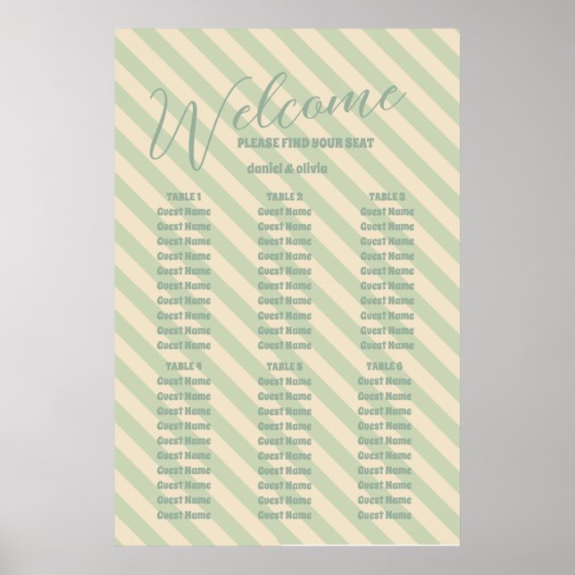 Retro Groovy Colorful Wavy Boho Wed Seating Charts Poster (Vorne)
