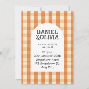 Retro Groovy Colorful Wavy Boho Wedding Einladung