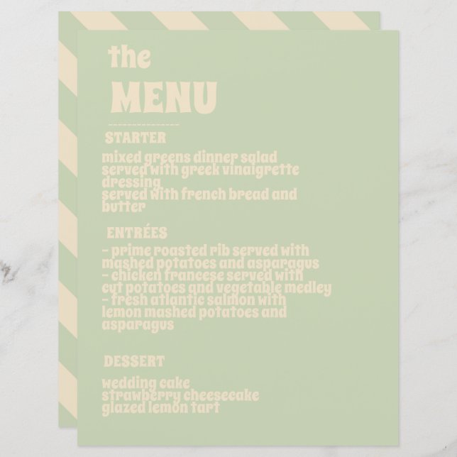 Retro Groovy Colorful Wavy Boho Wedding Menu (Vorne/Hinten)