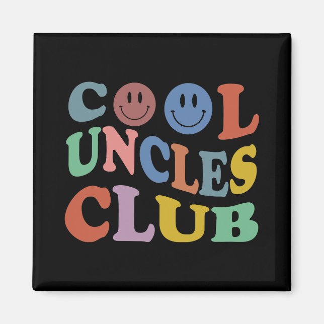 Retro Groovy Cool Uncles Club Smile Face Funny New Magnet (Vorne)