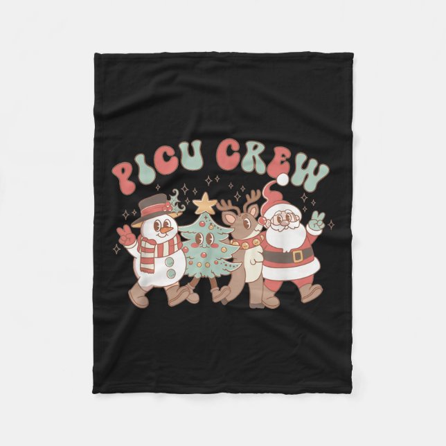 Retro Groovy Cu Nurse Christmas Tree Snowman Reind Fleecedecke (Vorderseite)