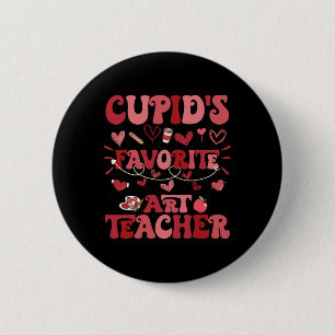 Retro Groovy Cupids Lieblings-Kunstlehrer Valentin Button