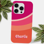 Retro Groovy Curve Pink Orange Personalisiert Case-Mate iPhone Hülle<br><div class="desc">Abstraktes modernes,  groovy gebogenes Streifendesign in Rosa- und Orangetönen mit personalisiertem Namen in einem Retro-Schriftart. Der individuelle Name ist mit einem Schlagschatten in kontrastfarbener Farbe ausgestattet,  der einen lustigen 3D-Effekt aus den 70er Jahren ermöglicht.</div>