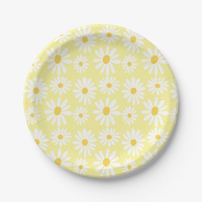 Retro Groovy Daisies Spring Daisy Boho Sunny Pappteller (Vorderseite)