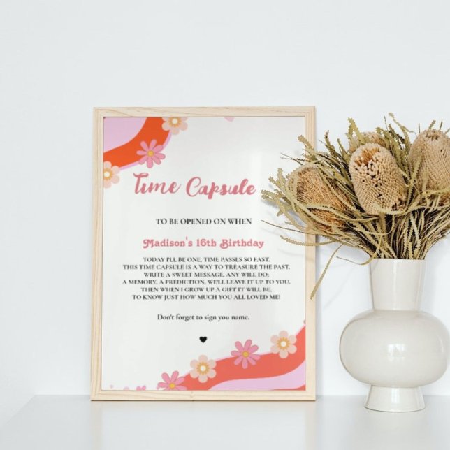 Retro Groovy Daisy Baby Dusche Zeit Kapselposter Poster (Von Creator hochgeladen)