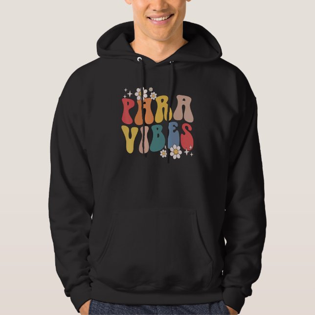 Retro Groovy Daisy Para Vibes First Day of School Hoodie (Vorderseite)