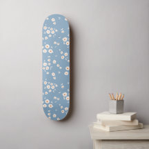 Retro Groovy Daisy Pattern Dusty Blue Floral 70er