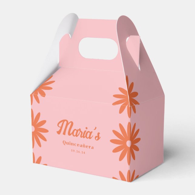 Retro Groovy Daisy Quinceanera Geschenkschachtel (Vorderseite)