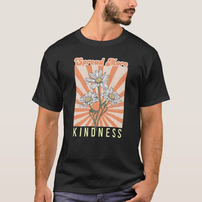 Retro Groovy Daisy Spread more Kindness Positive m T-Shirt (Vorderseite)