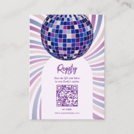 Retro Groovy Disco Bridal Shower Registry QR code Begleitkarte