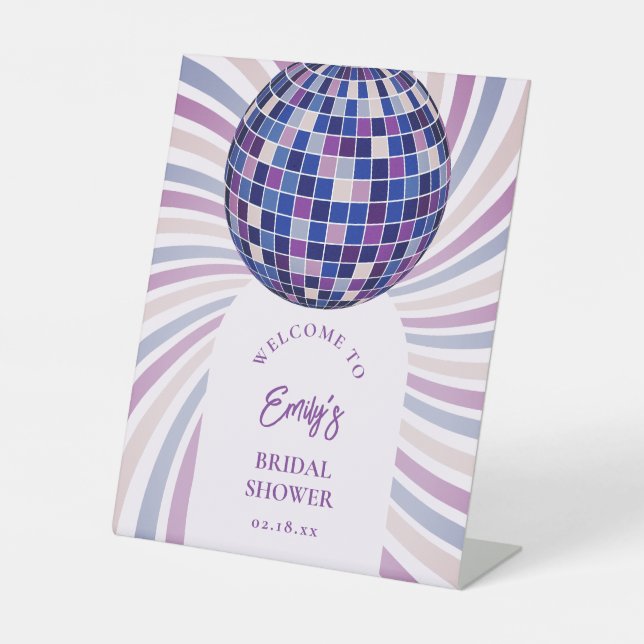 Retro Groovy Disco Bridal Shower Welcome Sockelschild (Vorderseite)