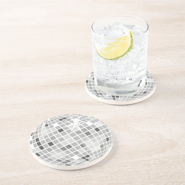 Retro GROOVY Diskothek Ball Brautparty Sandstein Getränkeuntersetzer (Seite)