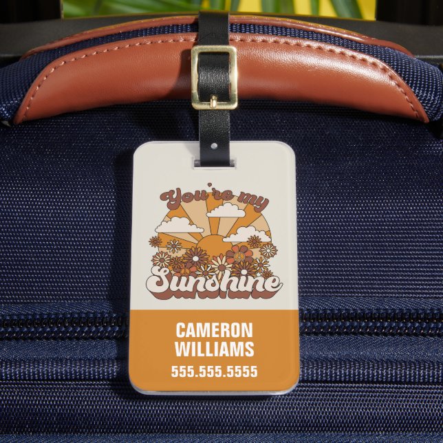 Retro Groovy | Du bist mein Sonnenschein Gepäckanhänger (Vorderseite Insitu 2)