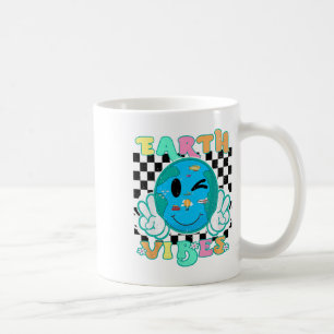 Retro Groovy Earth Vibes Earth Smile Womens Girls Kaffeetasse