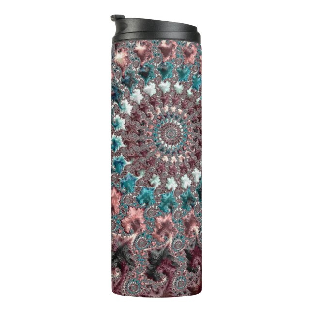 Retro Groovy Eclectic Bohemisch Spiral Fraktal Thermosbecher (Nach rechts gedreht)