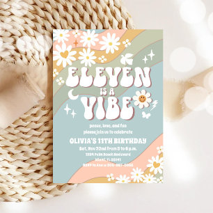 Retro-Groovy-Einladung zum 11. Geburtstag Einladung
