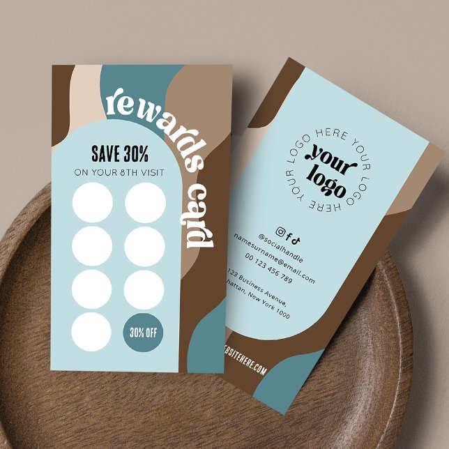 Retro Groovy Einzigartiger Schönheitssalon Nail We Treuekarte (Trendy retro business loyalty cards with your logo and custom rewards discount)