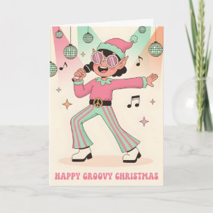Retro Groovy Elf Frohe Weihnachten