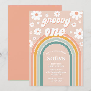 Retro Groovy Erste Boho Geburtstag Einladung