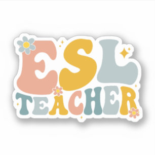 Retro Groovy ESL Lehrer Wertgutschein Aufkleber