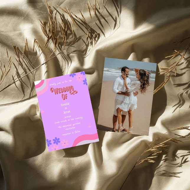 Retro-Groovy farbenfrohe Hochzeit Einladung (Von Creator hochgeladen)