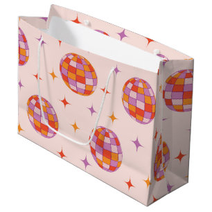 Retro Groovy Farbige Disco-Kugeln Muster Große Geschenktüte