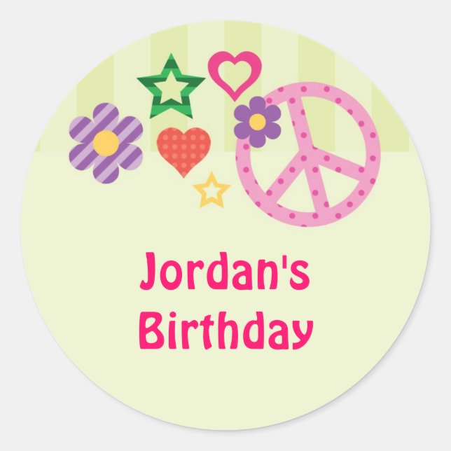 Retro Groovy Favor Sticker (Vorderseite)