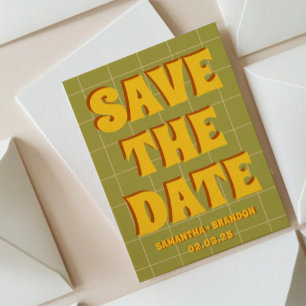 Retro Groovy Fette & Helle Boho-Hochzeit-Qr-Code Save The Date