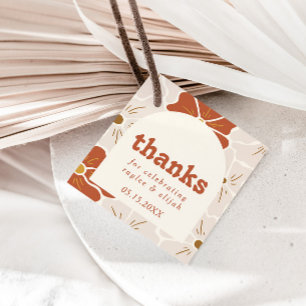 Retro Groovy Floral Arch Boho Favor Geschenkanhänger