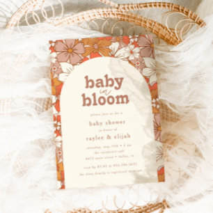 Retro Groovy Floral Baby in Bloom   Einladung