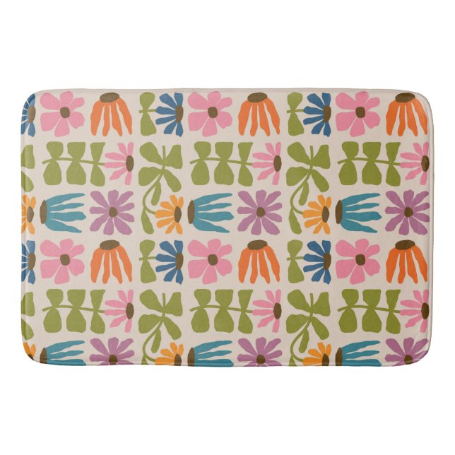 Retro Groovy Floral Badematte (Vorderseite)