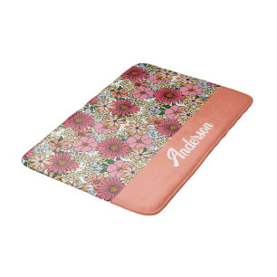 Retro Groovy Floral Daisy Boho Badematte