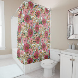 Retro Groovy Floral Daisy Boho Duschvorhang