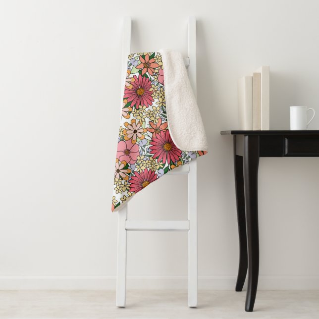 Retro Groovy Floral Daisy Boho Sherpadecke (Beispiel)