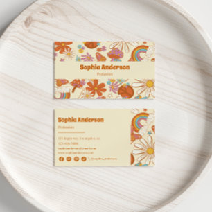 Retro Groovy Floral - farbenfrohe 70er-Inspiriert  Visitenkarte