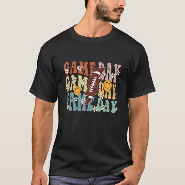 Retro Groovy Floral Game Day Vibes Family Matching T-Shirt (Vorderseite)