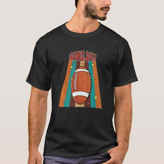 Retro Groovy Football Game Day Family Matching Foo T-Shirt (Vorderseite)