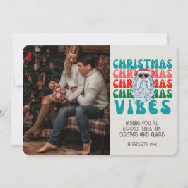 Retro Groovy Foto Christmas Vibes Santa Karte