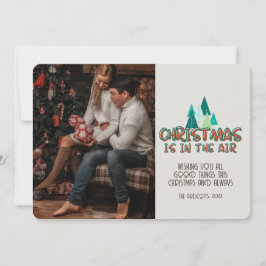Retro Groovy Foto Weihnachten ist in der Luft Karte