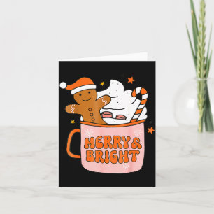 Retro Groovy Frohe und strahlende Lebkuchen Weihna Karte