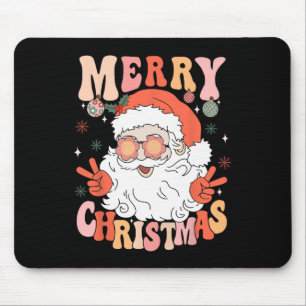 Retro Groovy Frohe Weihnachten Trendy Weihnachtsma Mousepad