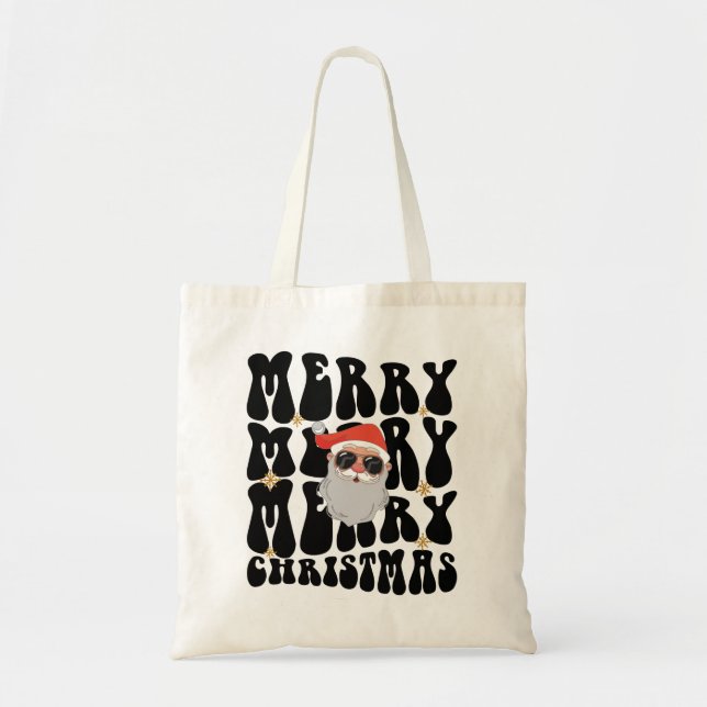Retro Groovy Frohe Weihnachten Weihnachten Weihnac Tragetasche (Vorne)