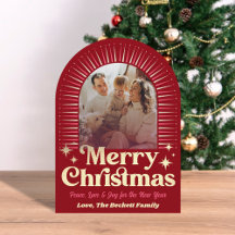 Retro Groovy Frohe Weihnachts Foto Weihnachtskarte