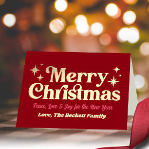 Retro Groovy Frohe Weihnachts Foto Weihnachtskarte Feiertagskarte