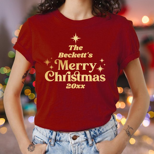 Retro Groovy Frohe Weihnachtsfamilie T-Shirt (Von Creator hochgeladen)
